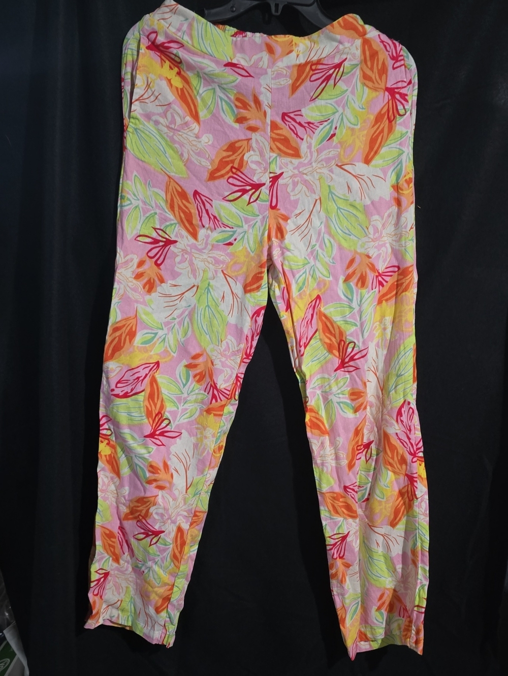 Sincerly Jules Pink Tropical Leaf Ankle Pants